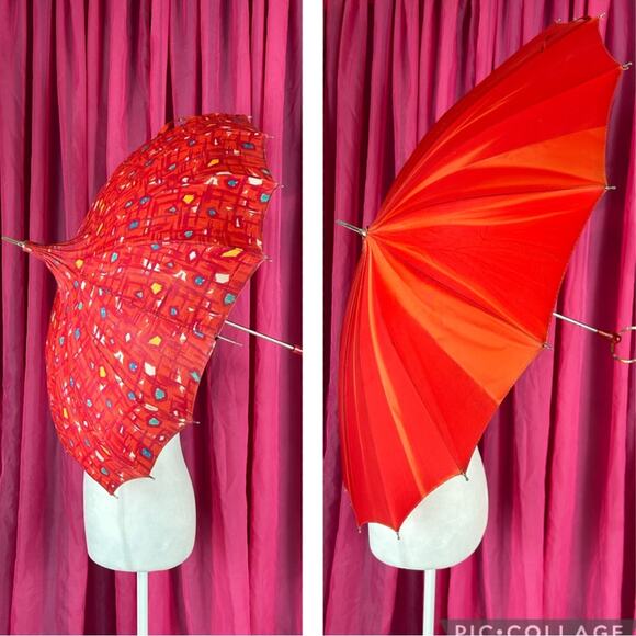 Antique Vintage 1850s Victorian pagoda parasol Lucite handle - 2 umbrellas - Picture 1 of 15